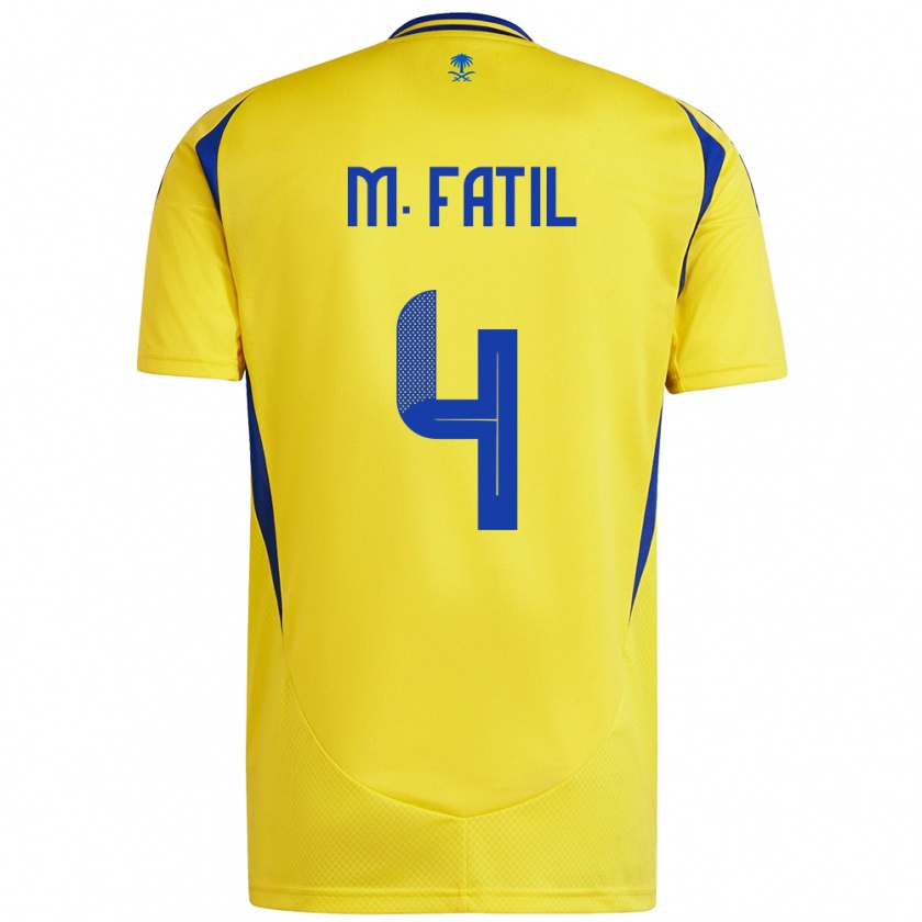 Kandiny Homme Maillot Mohammed Al-Fatil #4 Jaune Bleu Tenues Domicile 2024/25 T-Shirt