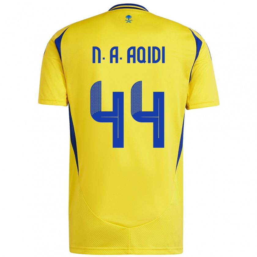 Kandiny Homme Maillot Nawaf Al-Aqidi #44 Jaune Bleu Tenues Domicile 2024/25 T-Shirt