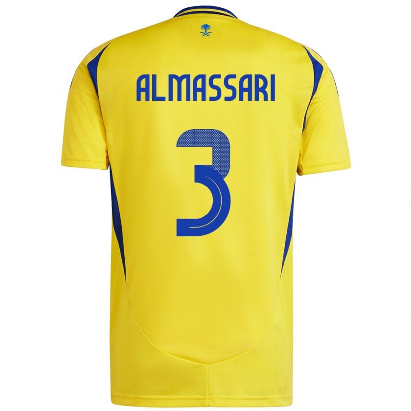 Kandiny Homme Maillot Wadha Almassari #3 Jaune Bleu Tenues Domicile 2024/25 T-Shirt