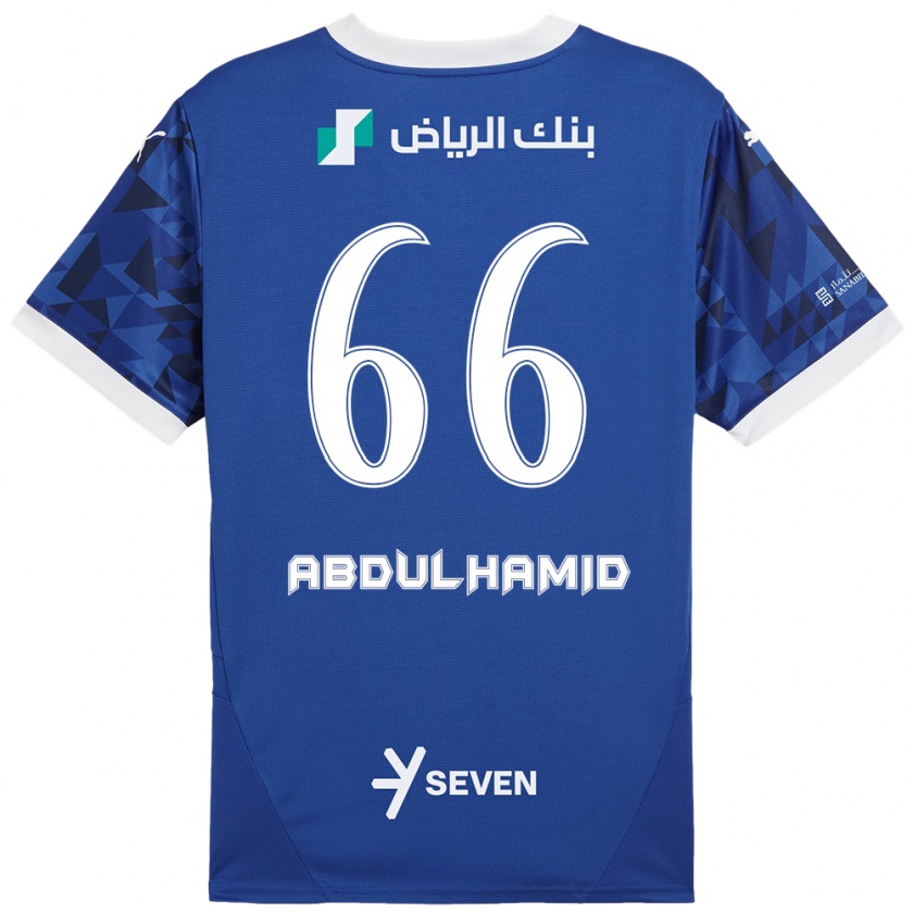 Kandiny Homme Maillot Saud Abdulhamid #66 Bleu Foncé Blanc Tenues Domicile 2024/25 T-Shirt