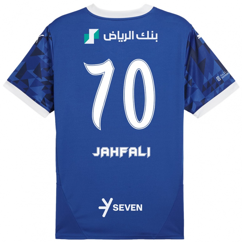 Kandiny Homme Maillot Mohammed Jahfali #70 Bleu Foncé Blanc Tenues Domicile 2024/25 T-Shirt