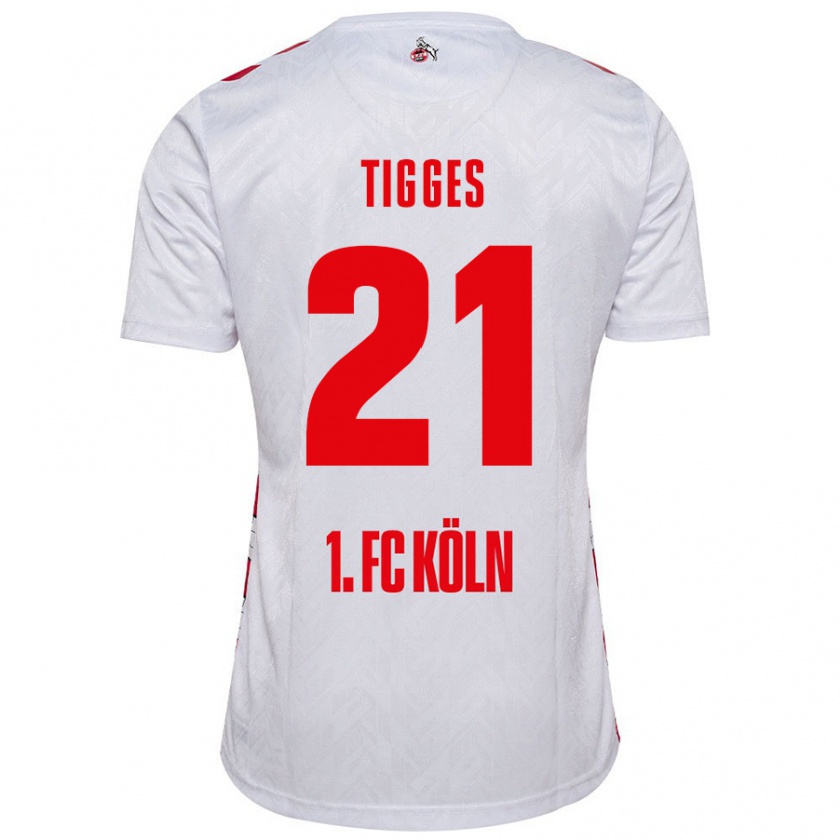 Kandiny Homme Maillot Steffen Tigges #21 Blanc Rouge Tenues Domicile 2024/25 T-Shirt