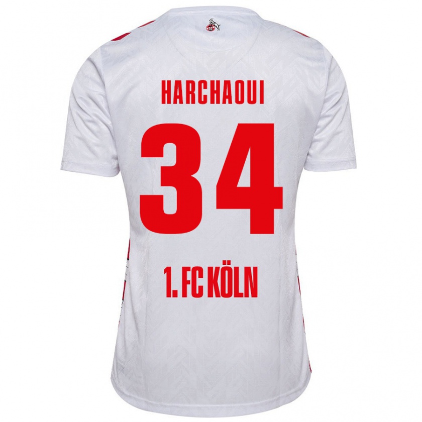 Kandiny Homme Maillot Fayssal Harchaoui #34 Blanc Rouge Tenues Domicile 2024/25 T-Shirt