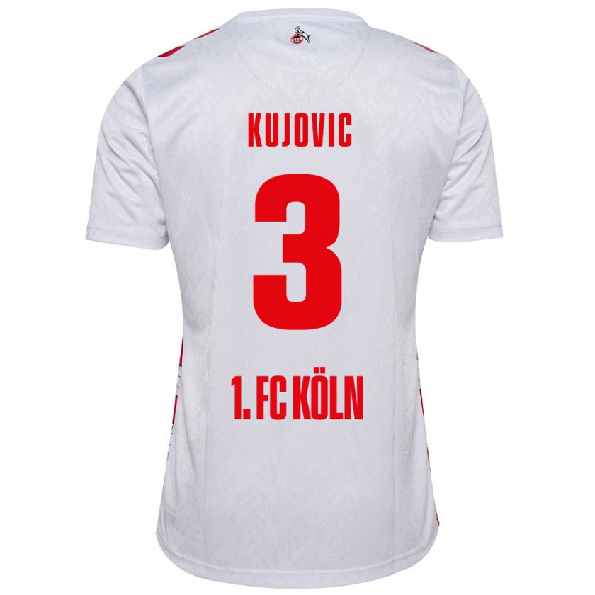 Kandiny Homme Maillot Emin Kujovic #3 Blanc Rouge Tenues Domicile 2024/25 T-Shirt