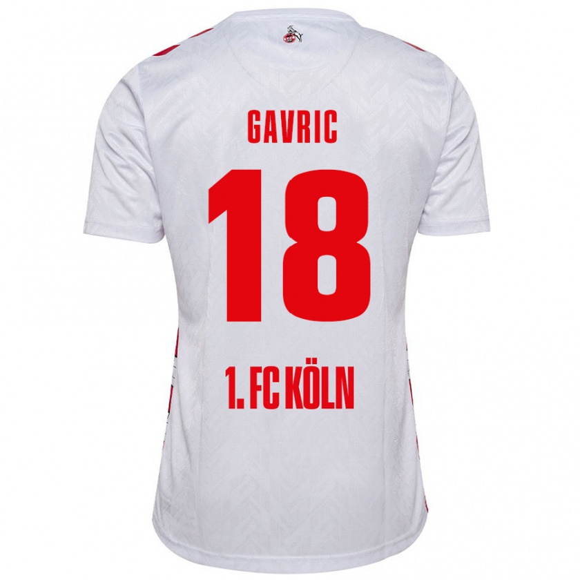 Kandiny Homme Maillot Andrea Gavrić #18 Blanc Rouge Tenues Domicile 2024/25 T-Shirt