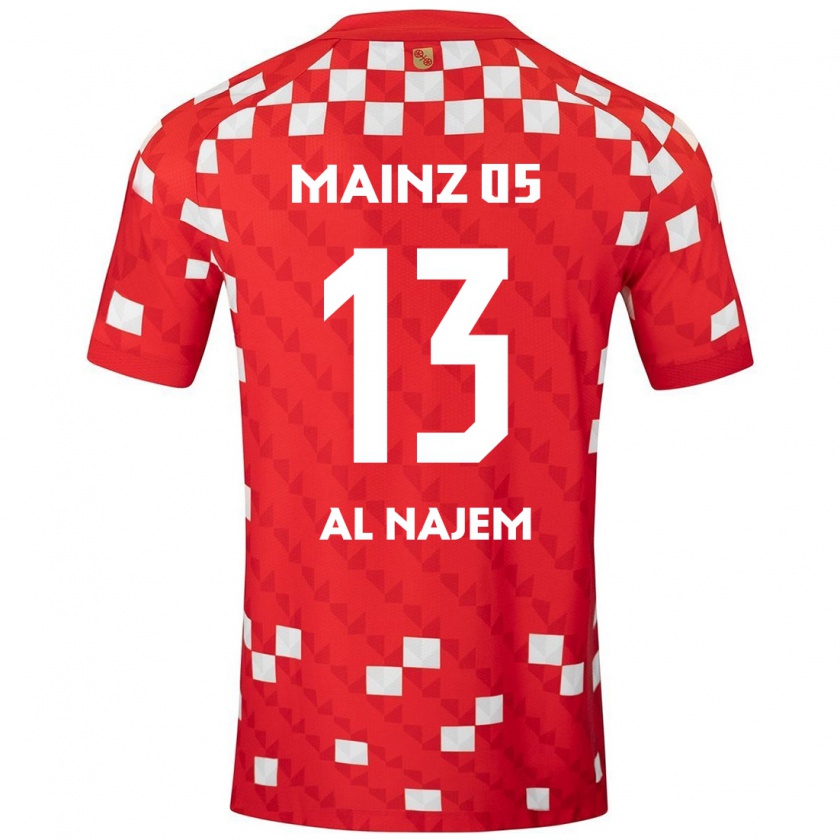 Kandiny Homme Maillot Salma Al Najem #13 Blanc Rouge Tenues Domicile 2024/25 T-Shirt