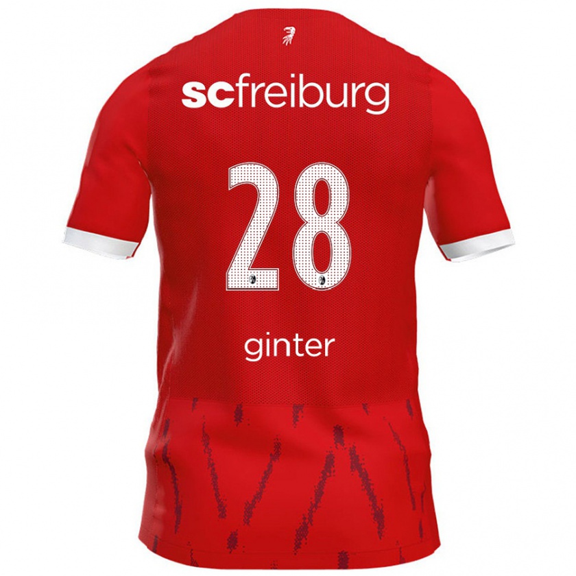 Kandiny Homme Maillot Matthias Ginter #28 Rouge Tenues Domicile 2024/25 T-Shirt