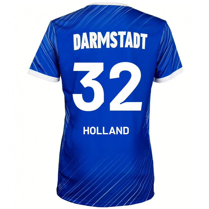 Kandiny Homme Maillot Fabian Holland #32 Bleu Blanc Tenues Domicile 2024/25 T-Shirt