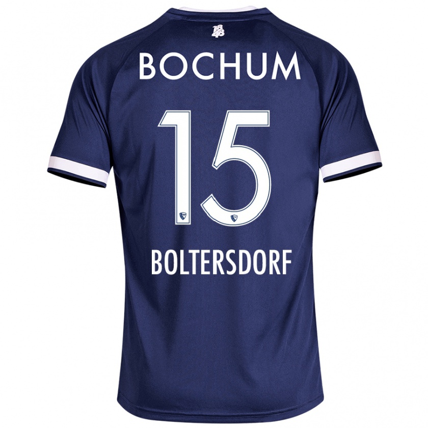 Kandiny Homme Maillot Sebastian Boltersdorf #15 Bleu Foncé Tenues Domicile 2024/25 T-Shirt