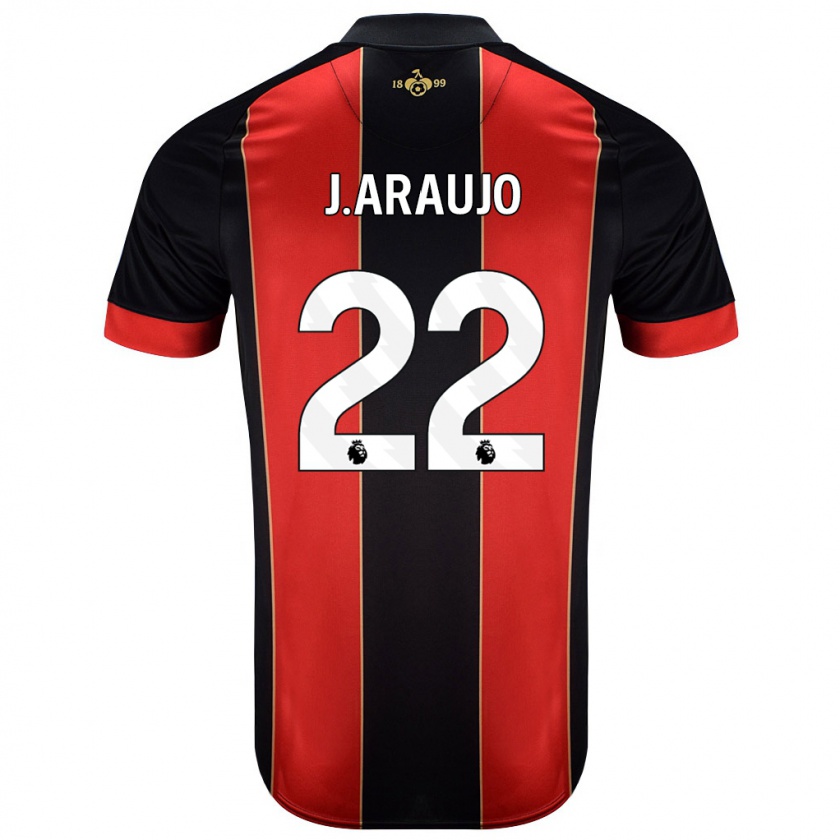 Kandiny Homme Maillot Julián Araujo #28 Rouge Noir Tenues Domicile 2024/25 T-Shirt