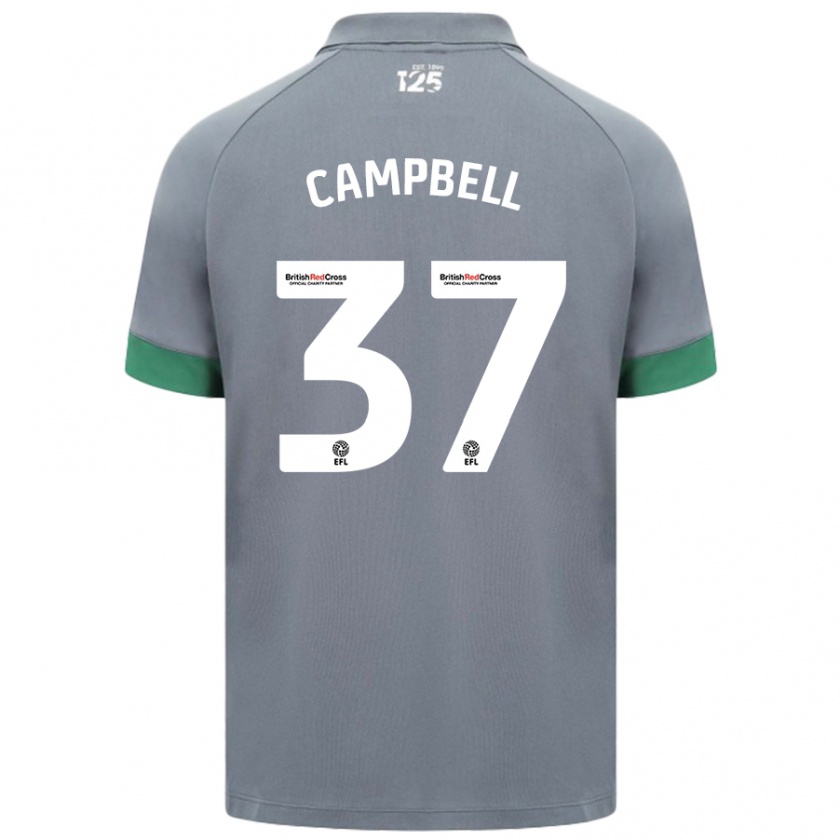 Kandiny Homme Maillot Vontae Daley-Campbell #37 Gris Foncé Tenues Extérieur 2024/25 T-Shirt