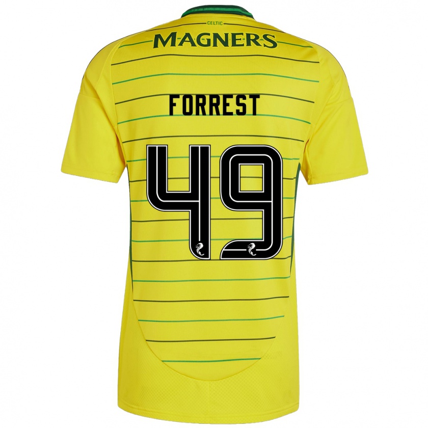 Kandiny Homme Maillot James Forrest #49 Jaune Tenues Extérieur 2024/25 T-Shirt