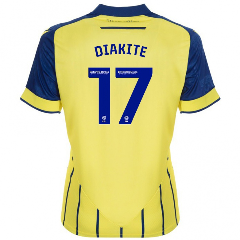 Kandiny Homme Maillot Ousmane Diakité #17 Jaune Bleu Tenues Extérieur 2024/25 T-Shirt