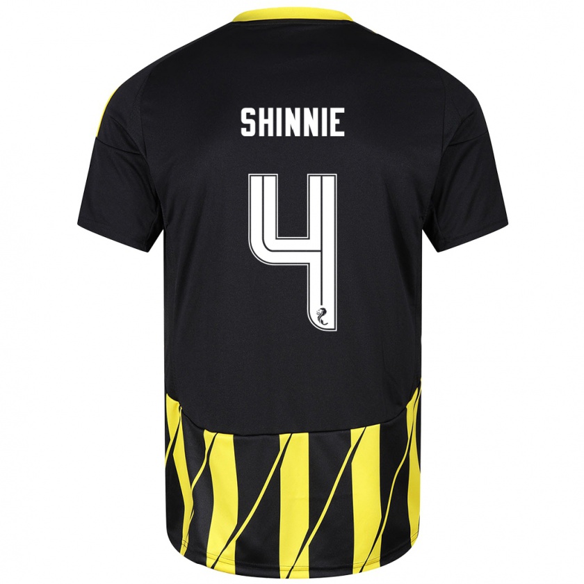 Kandiny Homme Maillot Graeme Shinnie #4 Noir Jaune Tenues Extérieur 2024/25 T-Shirt