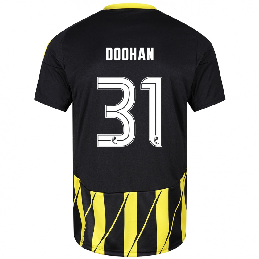 Kandiny Homme Maillot Ross Doohan #31 Noir Jaune Tenues Extérieur 2024/25 T-Shirt