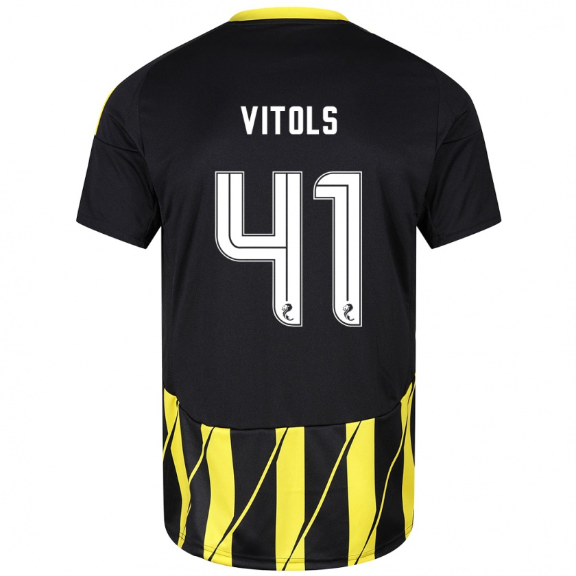 Kandiny Homme Maillot Rodrigo Vitols #41 Noir Jaune Tenues Extérieur 2024/25 T-Shirt