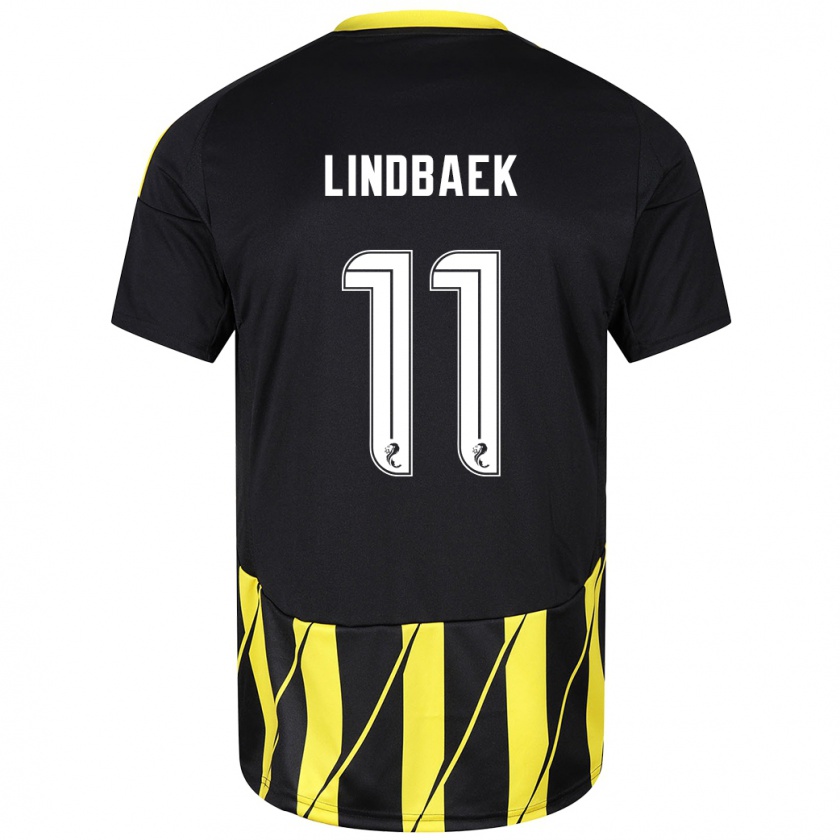 Kandiny Homme Maillot Adele Lindbaek #11 Noir Jaune Tenues Extérieur 2024/25 T-Shirt