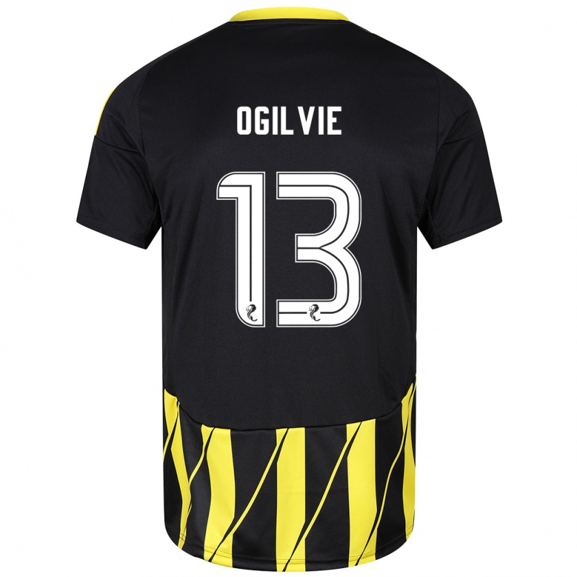 Kandiny Homme Maillot Francesca Ogilvie #13 Noir Jaune Tenues Extérieur 2024/25 T-Shirt