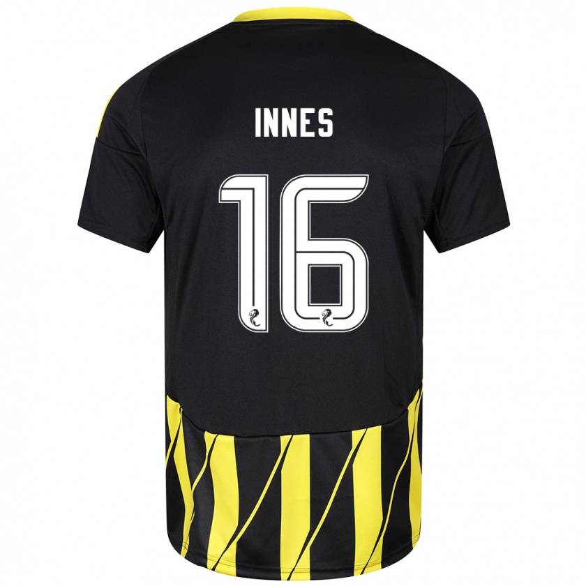 Kandiny Homme Maillot Hannah Innes #16 Noir Jaune Tenues Extérieur 2024/25 T-Shirt