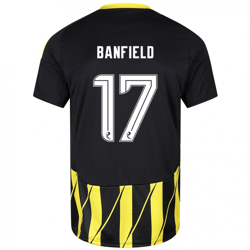 Kandiny Homme Maillot Keeley Banfield #17 Noir Jaune Tenues Extérieur 2024/25 T-Shirt