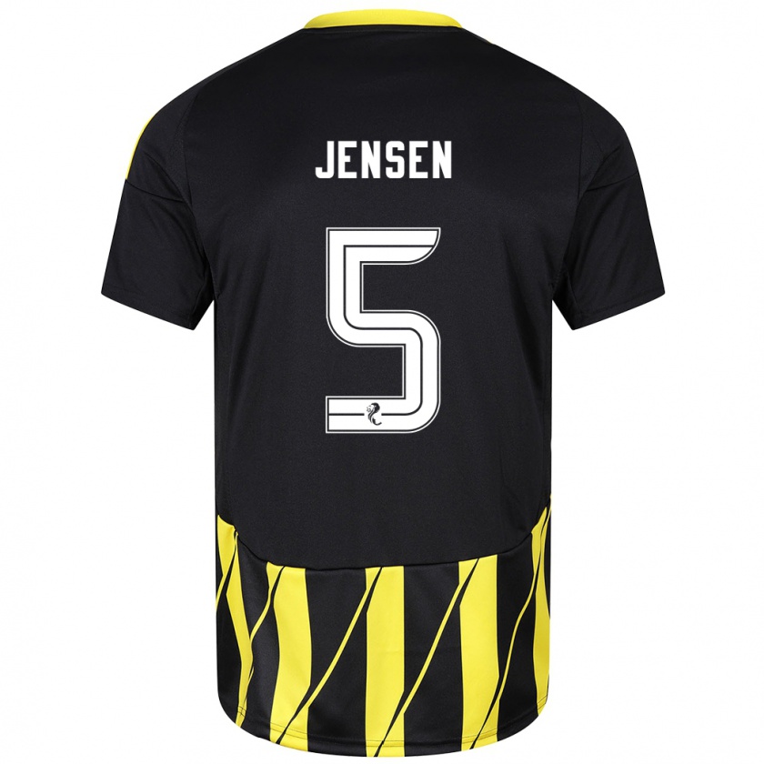 Kandiny Homme Maillot Richard Jensen #5 Noir Jaune Tenues Extérieur 2024/25 T-Shirt