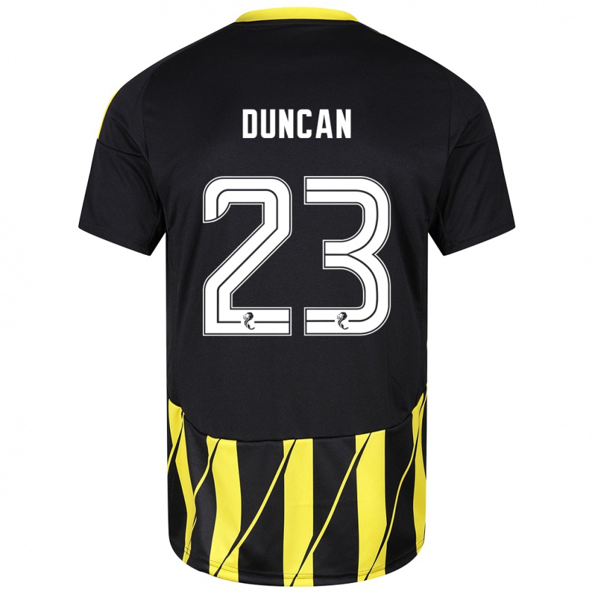 Kandiny Homme Maillot Ryan Duncan #23 Noir Jaune Tenues Extérieur 2024/25 T-Shirt