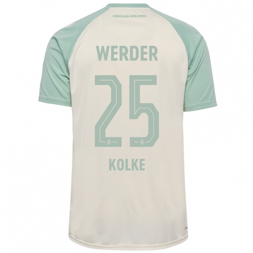 Kandiny Homme Maillot Markus Kolke #25 Blanc Cassé Vert Clair Tenues Extérieur 2024/25 T-Shirt