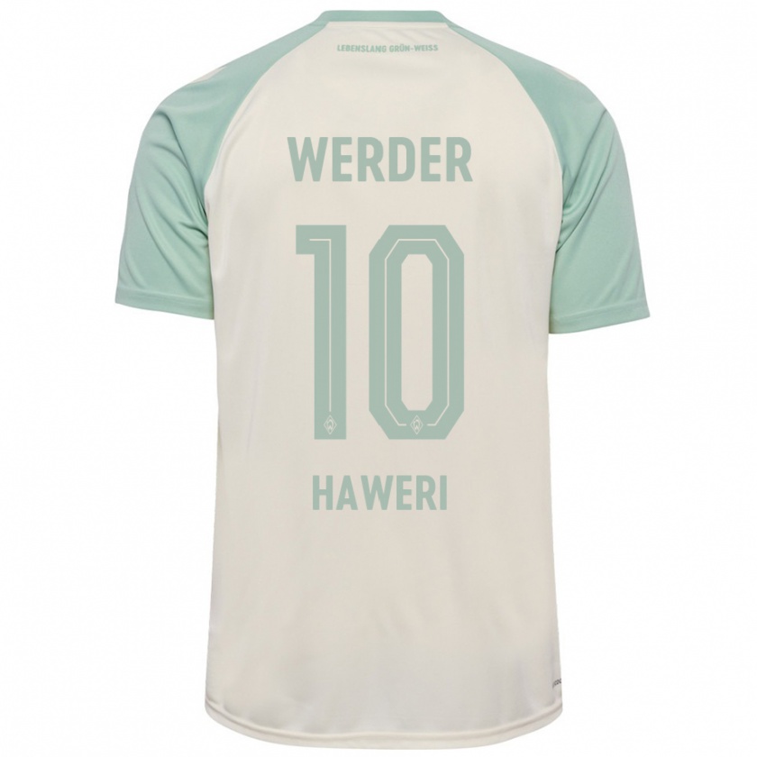 Kandiny Homme Maillot Adrian Haweri #10 Blanc Cassé Vert Clair Tenues Extérieur 2024/25 T-Shirt