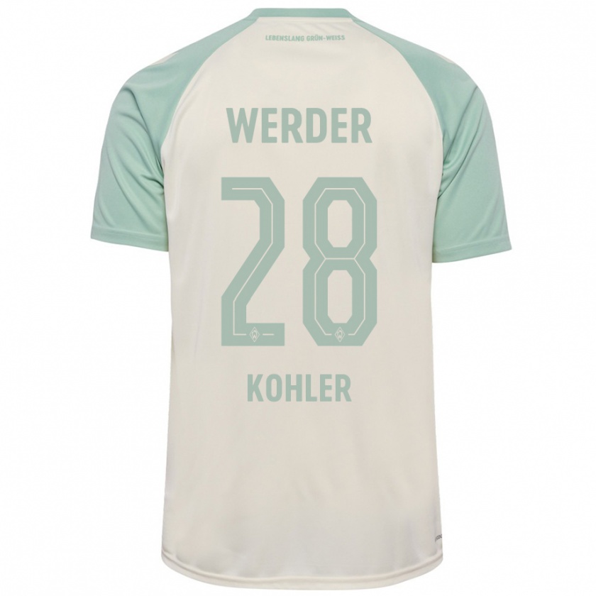 Kandiny Homme Maillot Ethan Kohler #28 Blanc Cassé Vert Clair Tenues Extérieur 2024/25 T-Shirt