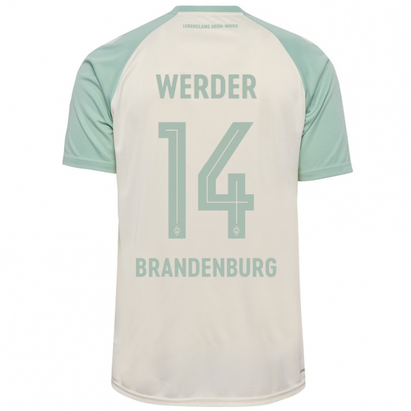 Kandiny Homme Maillot Michaela Brandenburg #14 Blanc Cassé Vert Clair Tenues Extérieur 2024/25 T-Shirt