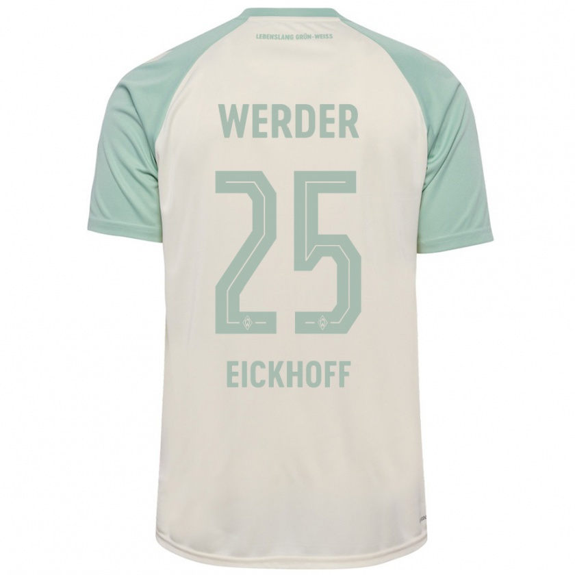 Kandiny Homme Maillot Mika Eickhoff #25 Blanc Cassé Vert Clair Tenues Extérieur 2024/25 T-Shirt