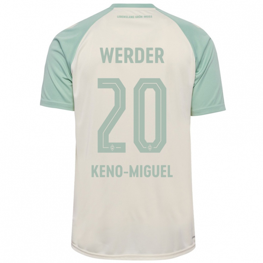 Kandiny Homme Maillot Keno-Miguel Meyer #20 Blanc Cassé Vert Clair Tenues Extérieur 2024/25 T-Shirt