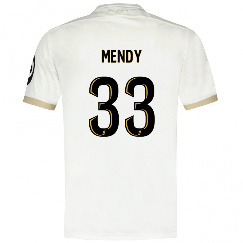 Kandiny Homme Maillot Antoine Mendy #33 Blanc Doré Tenues Extérieur 2024/25 T-Shirt