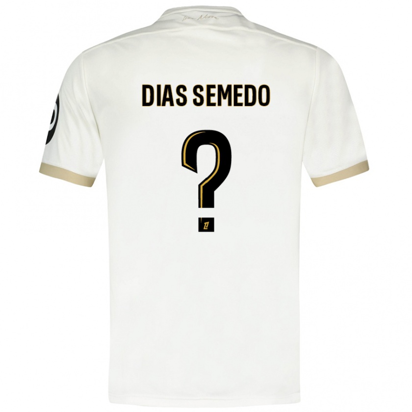 Kandiny Homme Maillot Samuel Dias Semedo #0 Blanc Doré Tenues Extérieur 2024/25 T-Shirt