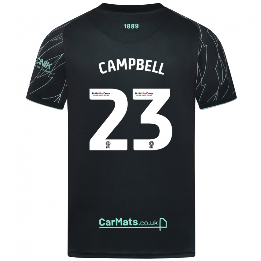 Kandiny Homme Maillot Tyrese Campbell #23 Noir Vert Tenues Extérieur 2024/25 T-Shirt