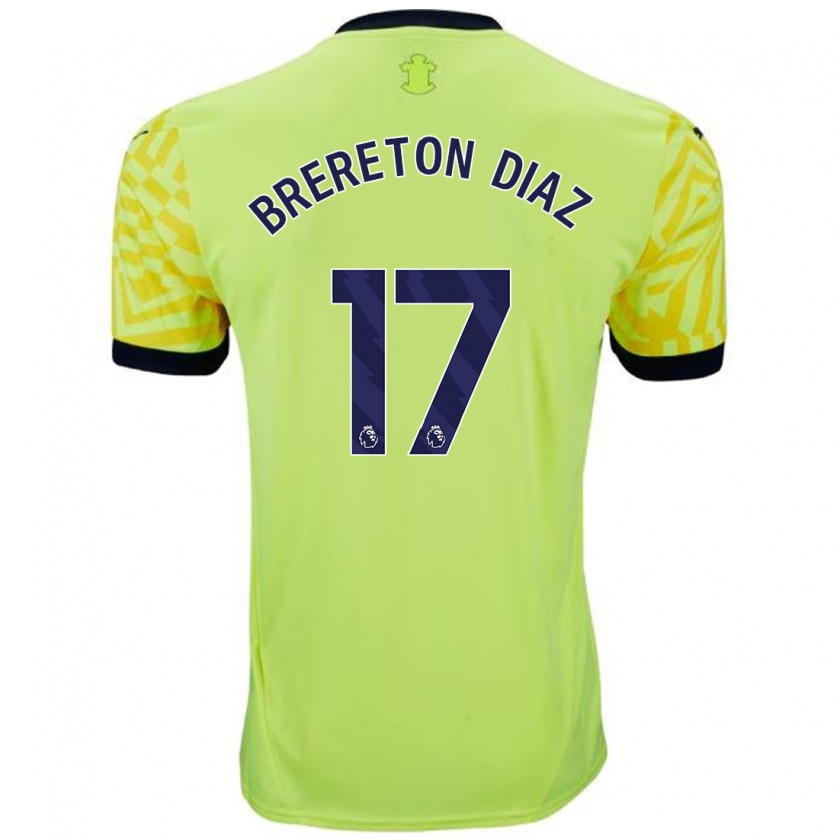 Kandiny Homme Maillot Ben Brereton Díaz #17 Jaune Tenues Extérieur 2024/25 T-Shirt