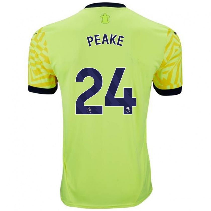 Kandiny Homme Maillot Paige Peake #24 Jaune Tenues Extérieur 2024/25 T-Shirt