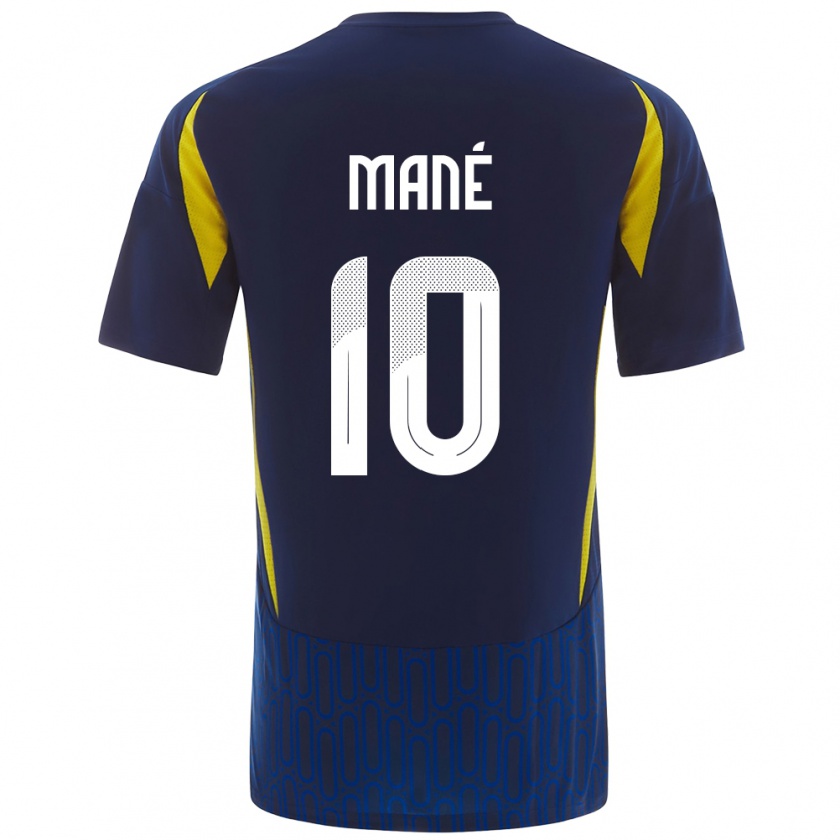 Kandiny Homme Maillot Sadio Mané #10 Bleu Jaune Tenues Extérieur 2024/25 T-Shirt