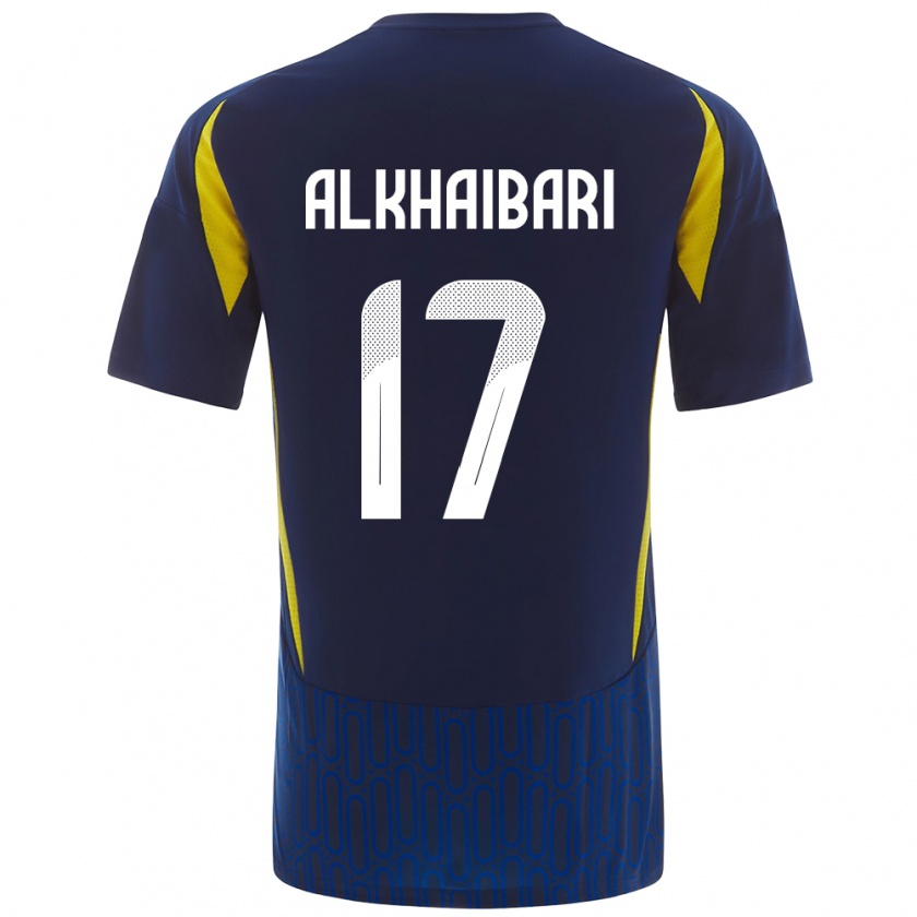 Kandiny Homme Maillot Abdullah Al-Khaibari #17 Bleu Jaune Tenues Extérieur 2024/25 T-Shirt