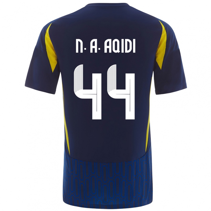 Kandiny Homme Maillot Nawaf Al-Aqidi #44 Bleu Jaune Tenues Extérieur 2024/25 T-Shirt