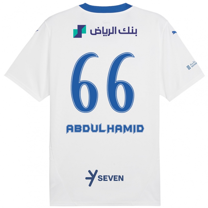 Kandiny Homme Maillot Saud Abdulhamid #66 Blanc Bleu Tenues Extérieur 2024/25 T-Shirt