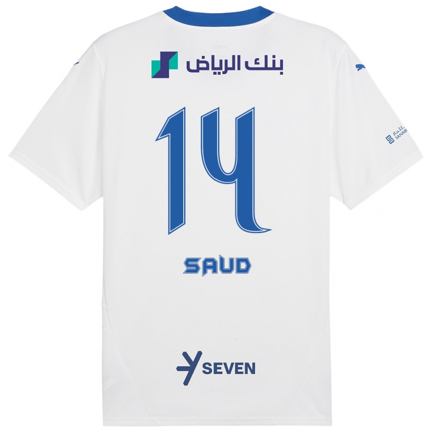 Kandiny Homme Maillot Nouf Saud #14 Blanc Bleu Tenues Extérieur 2024/25 T-Shirt