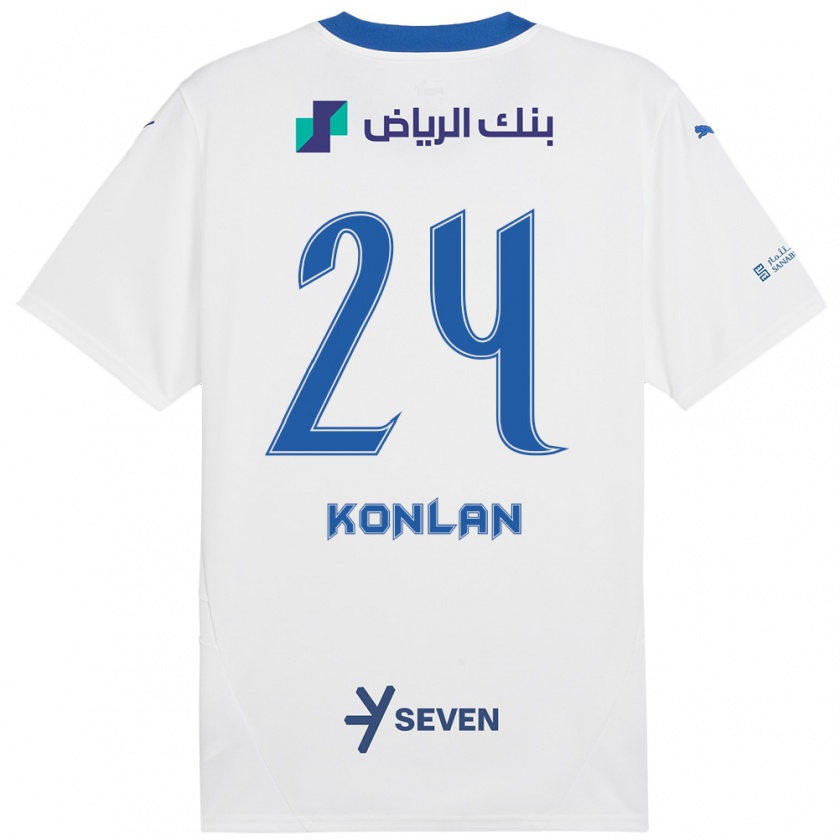 Kandiny Homme Maillot Cynthia Konlan #24 Blanc Bleu Tenues Extérieur 2024/25 T-Shirt