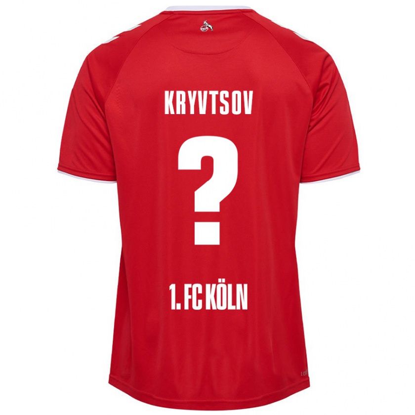 Kandiny Homme Maillot Nikita Kryvtsov #0 Rouge Blanc Tenues Extérieur 2024/25 T-Shirt