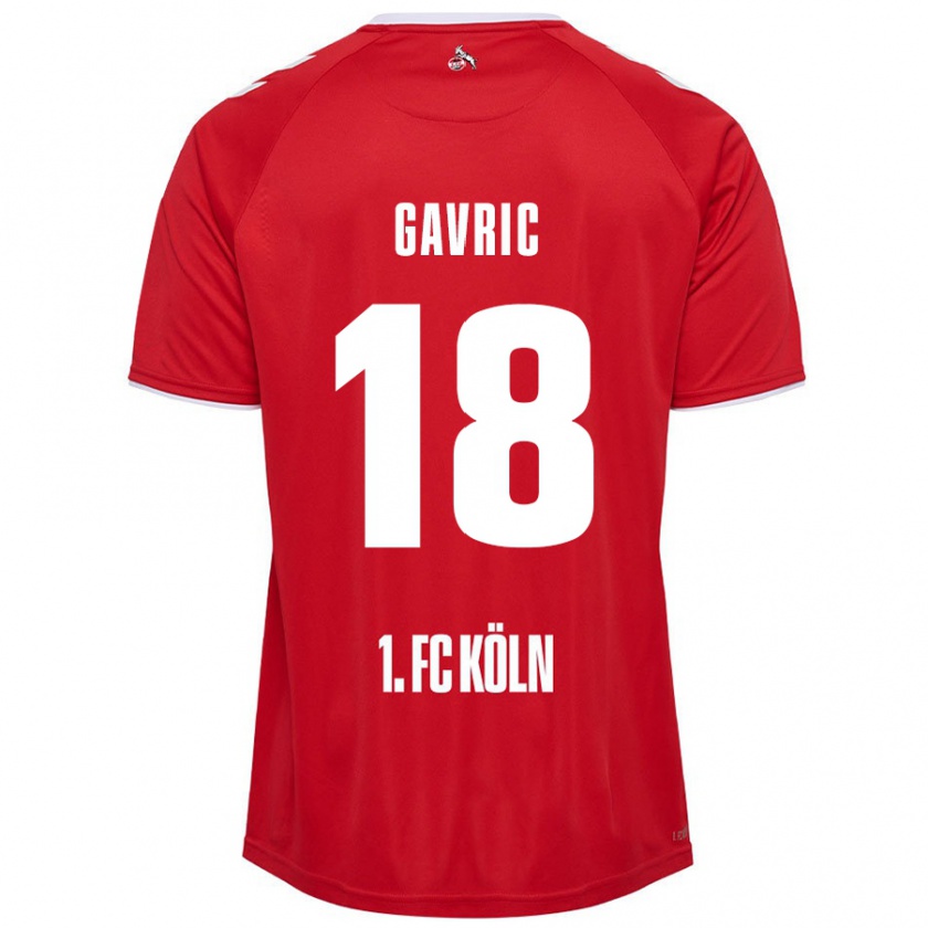 Kandiny Homme Maillot Andrea Gavrić #18 Rouge Blanc Tenues Extérieur 2024/25 T-Shirt