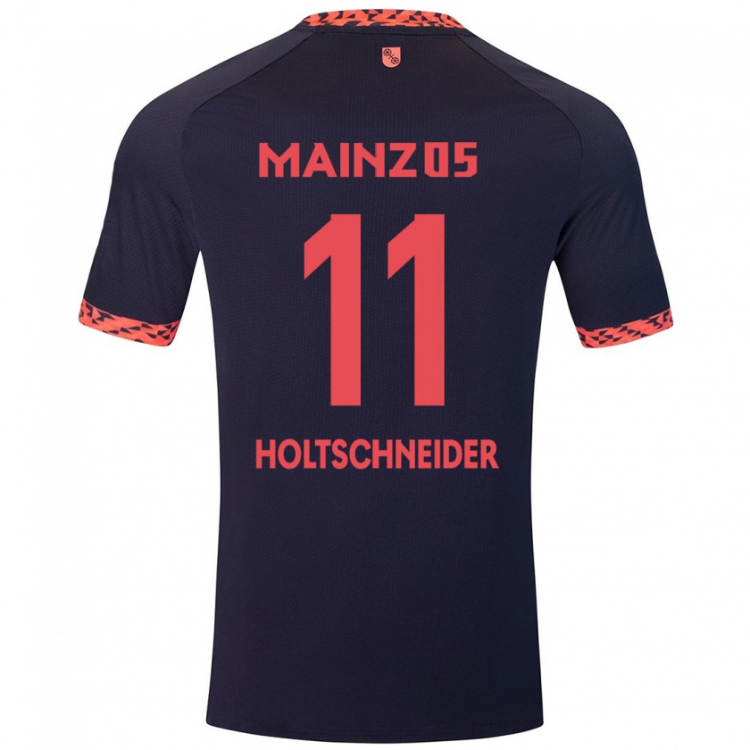 Kandiny Homme Maillot Hannah Holtschneider #11 Bleu Corail Rouge Tenues Extérieur 2024/25 T-Shirt