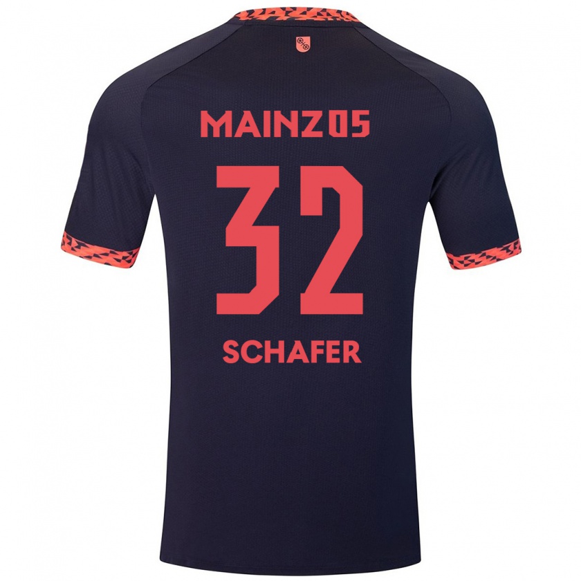 Kandiny Homme Maillot Ann-Christin Schäfer #32 Bleu Corail Rouge Tenues Extérieur 2024/25 T-Shirt