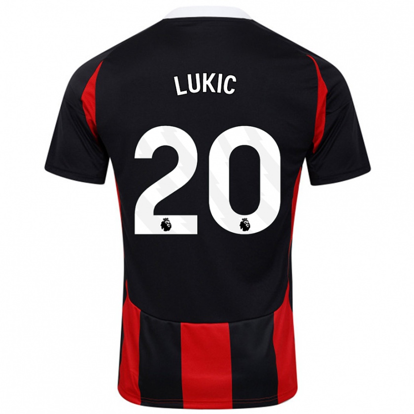 Kandiny Homme Maillot Saša Lukić #20 Noir Rouge Tenues Extérieur 2024/25 T-Shirt