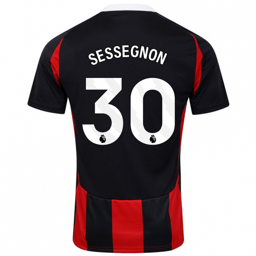 Kandiny Homme Maillot Ryan Sessegnon #30 Noir Rouge Tenues Extérieur 2024/25 T-Shirt