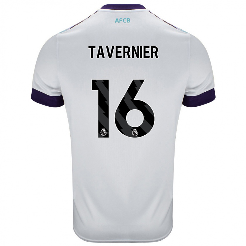 Kandiny Homme Maillot Marcus Tavernier #16 Blanc Vert Violet Tenues Extérieur 2024/25 T-Shirt